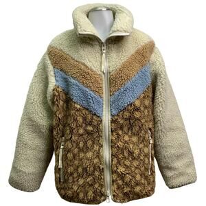 Coach Womens Sherpa Signature Teddy Jacket Full Zip Logo Winter Coat
